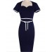 Women's Simple Solid Bodycon Dress,Boat Neck Above Knee Cotton