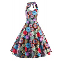 Women's Casual/Daily / Party/Cocktail Cute / Street chic A Line Dress,Floral Halter Knee-length Sleeveless