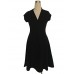 Women's Going out Vintage / Simple / Street chic Swing Dress,Solid Deep V Knee-length Short Sleeve