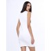 Women's Plus Size White Round Neck Midi Dress, Cotton Blends Knee-length Sleeveless