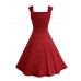 Women's Party/Cocktail Vintage A Line / Skater Dress,Solid Sweetheart Knee-length Sleeveless Red / Black Cotton / Polyester Summer