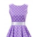 Women's Going out Vintage / Cute A Line / Skater Dress,Polka Dot Round Neck Knee-length Sleeveless Purple Cotton Spring Mid Rise