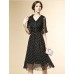 Women's Street chic Polka Dot Chiffon / Swing Dress,V Neck Knee-length Polyester