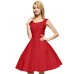 Women's Black/Red/Blue 50s Vintage Swing Midi Dress,Plus Size