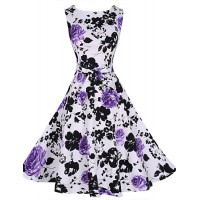 Women's Vintage Print Party Dress (Polyester)