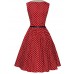 Women's Vintage Slim Polka Dot Printing Sleeveless Dress(With Belt)