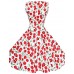 Women's 50s Vintage Cherry Rockabilly Hepburn Pinup Cos Party Swing Dress 570