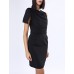 Women's Work Simple Bodycon Dress,Solid Round Neck Knee-length Short Sleeve Blue / Red / White / Black Polyester Summer