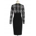 Women's Vintage Fashion New Patchwork Round Neck Long Sleeve Bodycon Dress