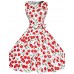 Women's 50s Vintage Cherry Rockabilly Hepburn Pinup Cos Party Swing Dress 570