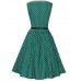 Women's Vintage Slim Polka Dot Printing Sleeveless Dress(With Belt)