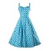 Women's Party/Cocktail Simple / Boho Skater Dress,Polka Dot Strap Above Knee Sleeveless Blue Rayon Summer