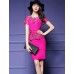 Women's Sophisticated Print Bodycon Dress,Round Neck Knee-length Polyester