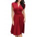 Women's Going out Vintage / Simple / Street chic Swing Dress,Solid Deep V Knee-length Short Sleeve