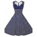 Women's Going out / Casual/Daily / Plus Size Vintage A Line Dress,Polka Dot Sweetheart Knee-length Sleeveless Blue / Red Cotton / Spandex