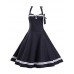 Women's Casual/Daily Sexy Dress,Solid Halter Knee-length Blue / Red / Black Cotton Summer