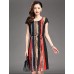 Women's Street chic Striped Plus Size / Swing Dress,Round Neck Knee-length Polyester