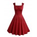 Women's Party/Cocktail Vintage A Line / Skater Dress,Solid Sweetheart Knee-length Sleeveless Red / Black Cotton / Polyester Summer