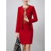 Women's Party/Cocktail / Plus Size Simple Sheath Dress,Jacquard Round Neck Above Knee Long Sleeve Red Polyester Fall Mid Rise