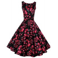 Women's Vintage/Party/Plus Sizes Flower Print 1950's Prom SwingDress (Polyester/Cotton Blends)