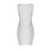 Women's Plus Size White Round Neck Midi Dress, Cotton Blends Knee-length Sleeveless