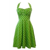 Women's Retro 50s Slim Polka Dot Sleeveless Swing Party Dress