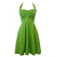 Women's Retro 50s Slim Polka Dot Sleeveless Swing Party Dress