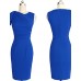 Women's Work Simple Bodycon Dress,Solid Round Neck Knee-length Short Sleeve Blue / Red / White / Black Polyester Summer