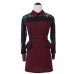 Women's Patchwork Red / Gray Lace Hin Thin Slim Temperament Dress , Work / Plus Sizes Shirt Collar Long Sleeve