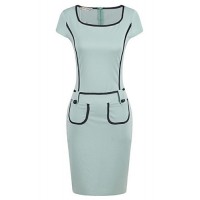 Women's Work / Casual / Day Patchwork Sheath Dress , Round Neck Knee-length Polyester