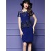 Women's Sophisticated Print Bodycon Dress,Round Neck Knee-length Polyester