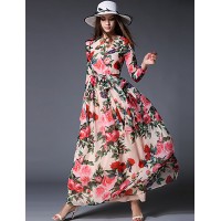  Women‘s Going out / Party/Cocktail / Holiday Vintage / Street chic / Sophisticated Floral Swing Dress