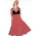 Women's Vintage 1950's Flower Print Retro Rockabilly Hepburn Pinup Cos Party Swing Dress