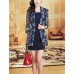 Women's Casual/Daily / Plus Size Street chic Sheath Dress,Print Shirt Collar Above Knee ? Sleeve Blue Polyester Summer