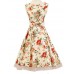 Women's Halter 50s Vintage Flower Print Rockabilly Sleeveless Dress(Not Include Petticoat)