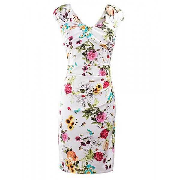 Women's Casual/Daily / Party/Cocktail / Club Vintage / Street chic Bodycon Dress,Floral Square Neck Knee-length