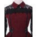 Women's Patchwork Red / Gray Lace Hin Thin Slim Temperament Dress , Work / Plus Sizes Shirt Collar Long Sleeve