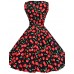 Women's 50s Vintage Cherry Rockabilly Hepburn Pinup Cos Party Swing Dress 570