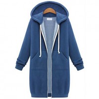 Women's Letter / Solid Blue / Black / Gray Hoodies , Vintage / Casual Hooded Long Sleeve