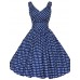 Women's 50s Vintage Polka Dots Rockabilly Hepburn Pinup Business Swing Dress ,Plus Size