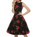 Women's Vintage / Simple / Street chic Floral Swing Dress,Round Neck Knee-length Cotton / Polyester