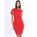 Women's Work Simple Bodycon Dress,Solid Round Neck Knee-length Short Sleeve Blue / Red / White / Black Polyester Summer