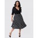 Women's Casual/Daily Plus Size Dress,Solid / Polka Dot V Neck Knee-length ? Length Sleeve Black Polyester Fall