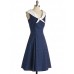 Women's Party/Cocktail Vintage A Line / Skater Dress,Polka Dot V Neck Knee-length Sleeveless Blue Cotton / Polyester Fall High Rise