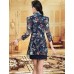 Women's Casual/Daily / Plus Size Street chic Sheath Dress,Print Shirt Collar Above Knee ? Sleeve Blue Polyester Summer