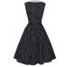 Women's Vintage Slim Polka Dot Printing Sleeveless Dress(With Belt)