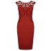 Women's SexyClub Solid Bodycon Embroidery Tight Dress , Round Neck Above Knee CottonPolyester Spandex