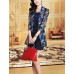 Women's Casual/Daily / Plus Size Street chic Sheath Dress,Print Shirt Collar Above Knee ? Sleeve Blue Polyester Summer