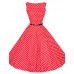 Women's 50s Vintage Polka Dots Rockabilly Hepburn Pinup Cos Party Swing Dress,Plus Size