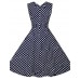 Women's Going out / Casual/Daily / Plus Size Vintage A Line Dress,Polka Dot Sweetheart Knee-length Sleeveless Blue / Red Cotton / Spandex